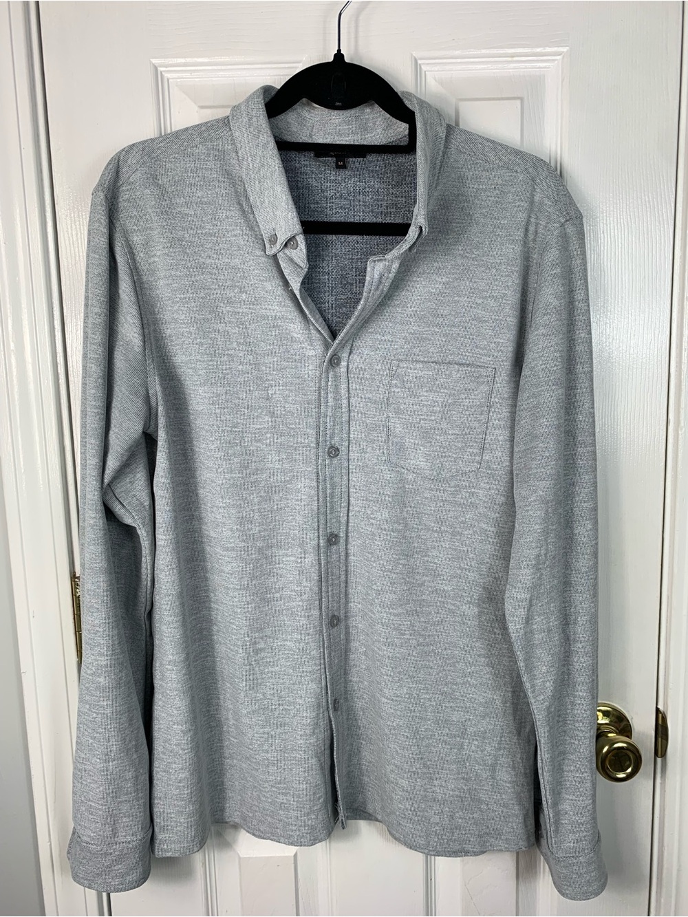 Quince Light Gray Long Sleeve Button-Up Shirt Size Medium